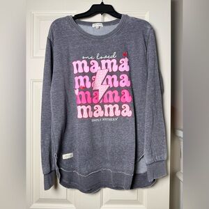 Simply Southern One Loved Mama Sweatshirt Preppy Lightning Bolt Pullover